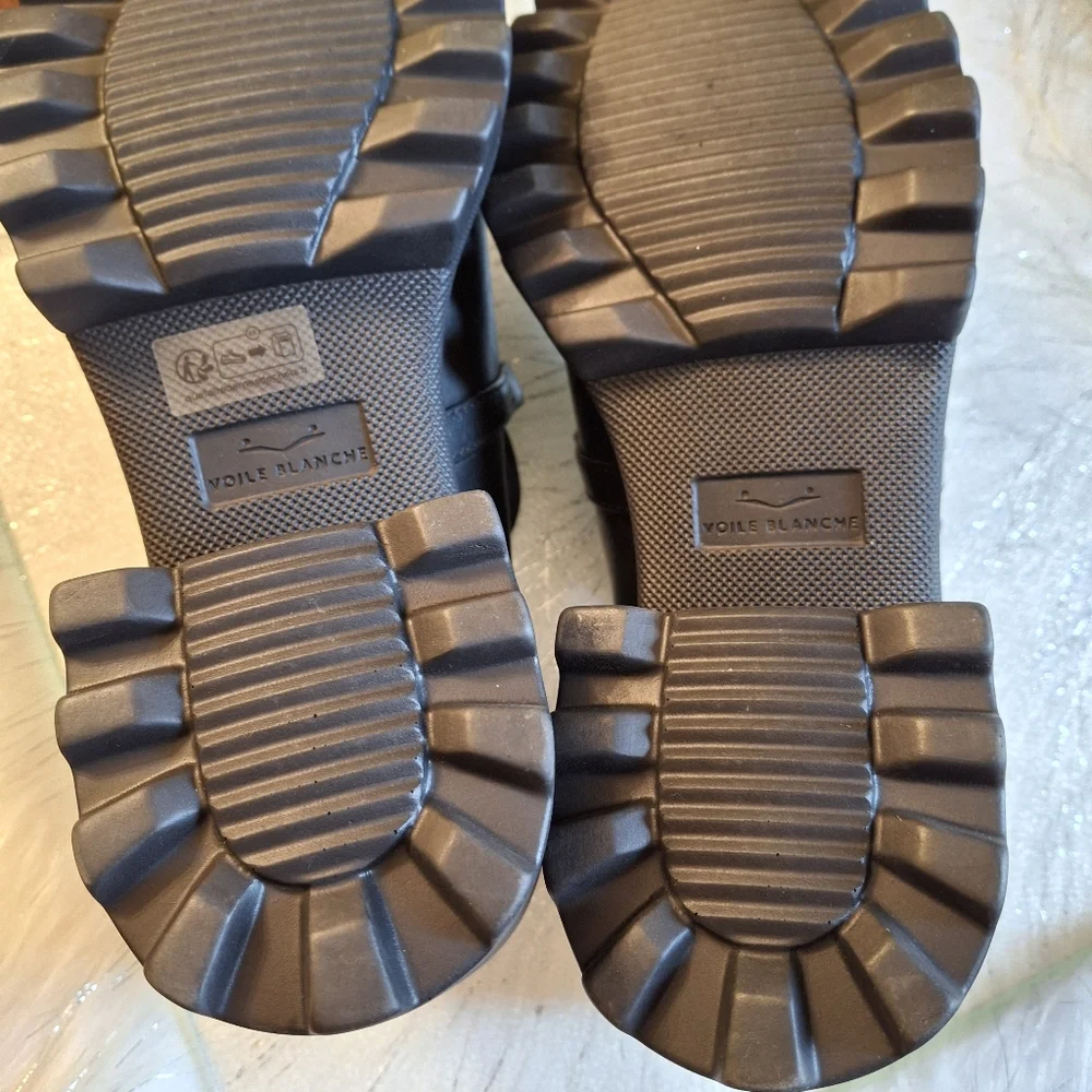 Voile Blanche Carine Black Leather Slip-On Ankle Chunky Loafers Size Women 10.5 - Picture 11 of 16